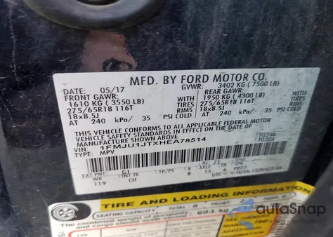 2017 Ford Expedition Xlt z USA, uszkodzony, nr VIN 1FMJU1JTXHEA78514